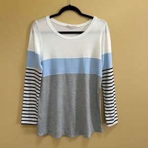 Mai Soli Long Sleeve Solid & Striped Top